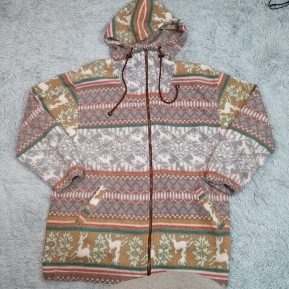 G4000 Womens‎ Sweater Jacket Biege M Oversized Hood Holiday Christmas Winter M